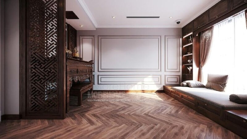 Vách gỗ CNC đẹp cho phòng thờ hiện đại. Trang trí nội thất chung cư