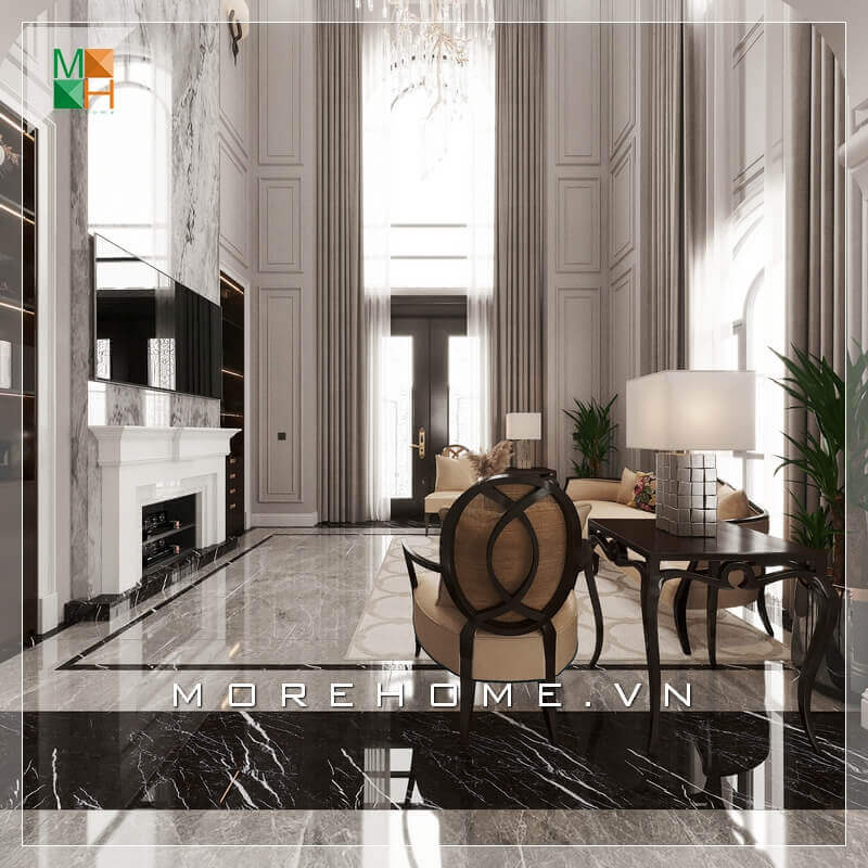 Mẫu kệ tivi đẹp, độc, lạ dành cho nội thất phòng khách biệt thự tân cổ điển cao cấp. Mẫu nội thất chung cư tân cổ điển