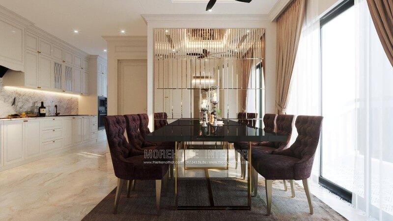 Thiết kế nội thất phòng ăn chung cư phong cách tân cổ điển Nội thất chung cư tân cổ điển đẹp