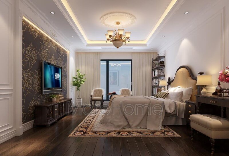 Thiết kế nội thất phòng ngủ chung cư mang đậm phọng cách tân cổ điển cao cấp Nội thất chung cư tân cổ điển đẹp