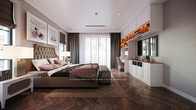 Thiết kế nội thất phòng của con đẹp, sang trọng nhưng không kém nét sinh động, đáng yêu. Mẫu nội thất chung cư đẹp