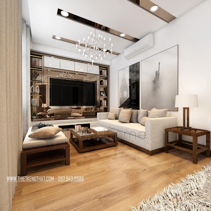 Thiết kế nội thất gỗ tự nhiên cho nhà phố phong cách hiện đại đẹp độc đáo Thiết kế nội thất phòng khách nhà phố