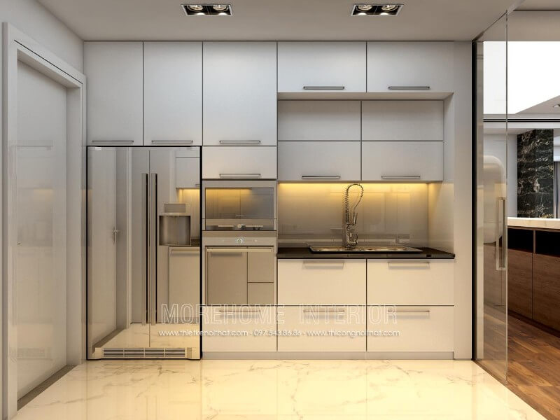 Mẫu tủ bếp chung cư hiện đại được thiết kế tối giản, không quá cầu kì vào từng chi tiết nhỏ, mà tập trung vào công năng sử dụng tạo sự thuận tiện hơn cho các bà, các mẹ trong gia đình Thiết kế và sản xuất tủ bếp đẹp