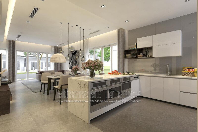 Thiết kế tủ bếp hiện đại tại biệt thự Park City cao cấp tại Hà Nội Tủ bếp đẹp, sang trọng và đẳng cấp