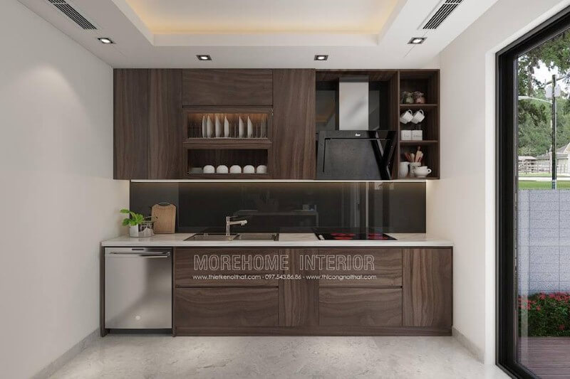 Đá ốp bếp Vicostone màu trắng đẹp, bền cho không gian phòng khách hiện đại. Thiết kế phòng bếp, tủ bếp đẹp