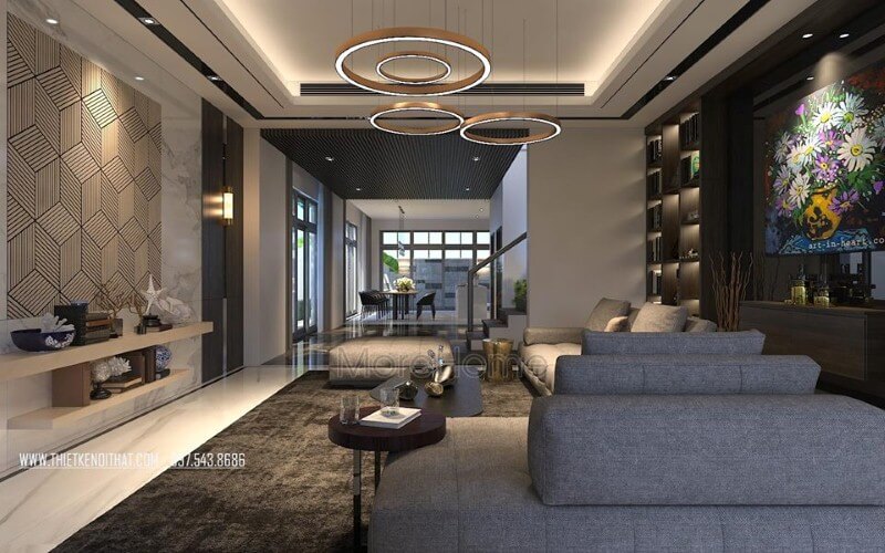 Thiết kế tầng 1 đẹp, sang trọng cho nhà phố, biệt thự với ý tưởng thiết kế phòng khách liền phòng ăn theo phong cách hiện đại. Thiết kế nội thất phòng khách biệt thự