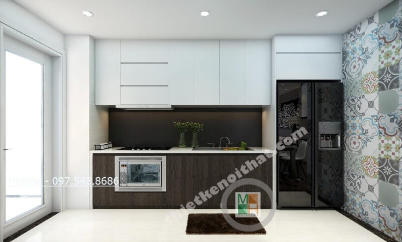 Với những căn hộ có diện tích nhỏ như chung cư thì tủ bếp chữ i được coi là giải pháp vô cùng tuyệt vời Tủ bếp đẹp