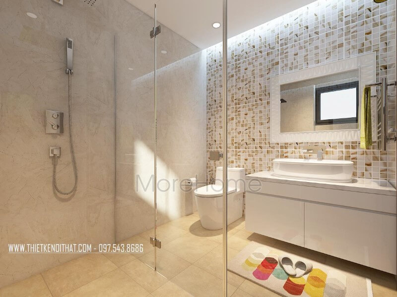 Vách kính tắm cường lục được kiến trúc sư lựa chọn cho không gian phòng tắm, mang lại cảm giác cơi nới thêm cho không gian thêm rộng rãi hơn Vách kính đẹp