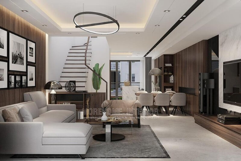 Trang trí nội thất phòng khách liền phòng ăn đẹp hiện đại cho chung cư, biệt thự, nhà phố, nhà liền kề. Thiết kế nội thất phòng khách biệt thự