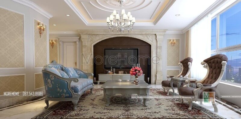 Bộ sofa cao cấp với đường cong tinh tế và trạm khắc cổ điển dường như đã trở thành chi tiết tạo điểm nhấn thẩm mỹ căn phòng. nội thất sofa