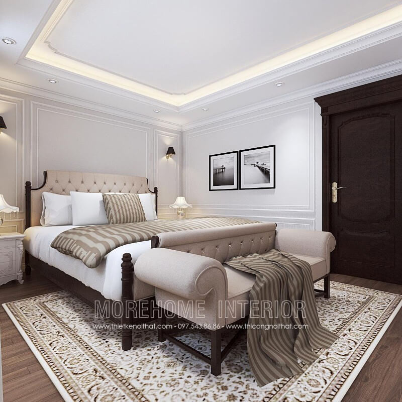 Giường ngủ chung cư tân cổ điển Giường ngủ chung cư tân cổ điển