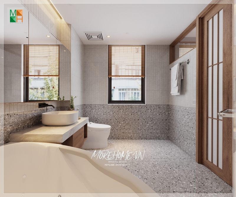 Gương phòng tắm treo tường hình chữ nhật hiện đại phản chiếu hình ảnh gia chủ chuẩn bị chỉnh chu nhất trước khi ra ngoài