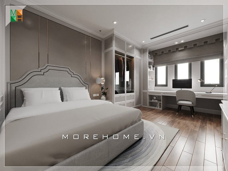 Với hai màu trắng và be là tone màu chủ đạo của căn phòng thì chiếc giường sofa hiện đại màu be là rất phù hợp, không gian căn phòng trở nên sang trọng và tiện nghi hơn rất nhiều. Sofa hiện đại