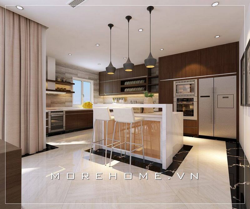 Tuyển chọn 15 hình ảnh thiết kế phòng bếp chung cư ấn tượng từ công ty thiết kế nội thất uy tín Morehome