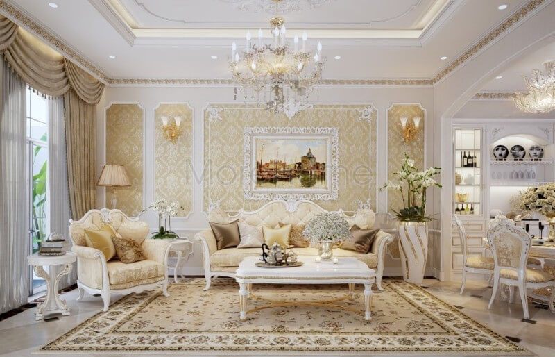 Morehome gợi ý cho bạn mẫu thiết kế sofa đẹp phong cách tân cổ điển cho nhà biệt thự cao cấp
