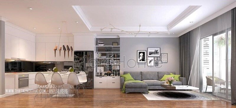 Thiết kế nội thất phòng bếp chung cư tiện nghi