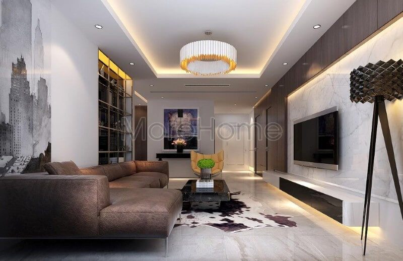 + 26 Ý tưởng phòng khách ấn tượng trong Thiết kế nội thất căn hộ 80m2 ở Hà Nội