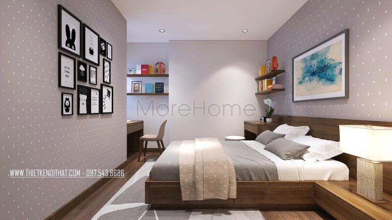 Giường ngủ gỗ công nghiệp thiết kế thông minh tích hợp thêm kệ chứa đồ tăng tính năng sử dụng