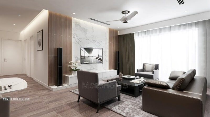 Với diện tích hạn chế của những căn hộ chung cư, việc lựa chọn mẫu kệ ti vi hiện đại nhẹ nhàng, đơn giản giúp cho không gian thêm rộng và thoáng hơn