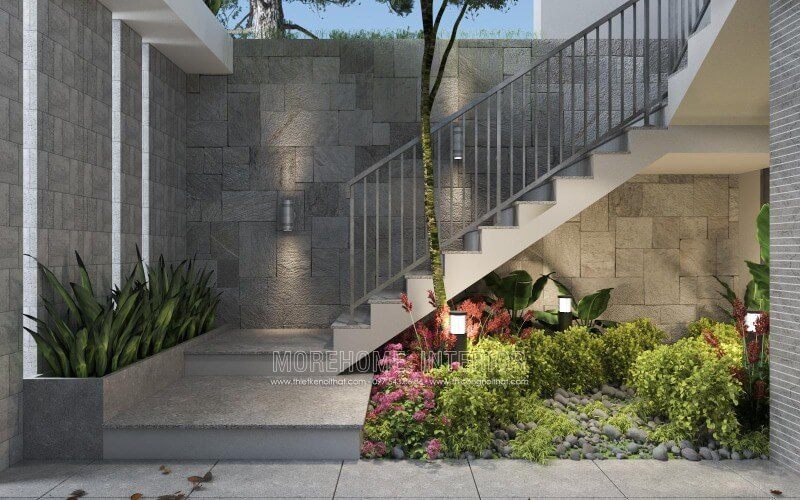 Sắp xếp cầu thang vào nhà đẹp cho biệt thự, nhà phố tại Vinh, Nghệ An.