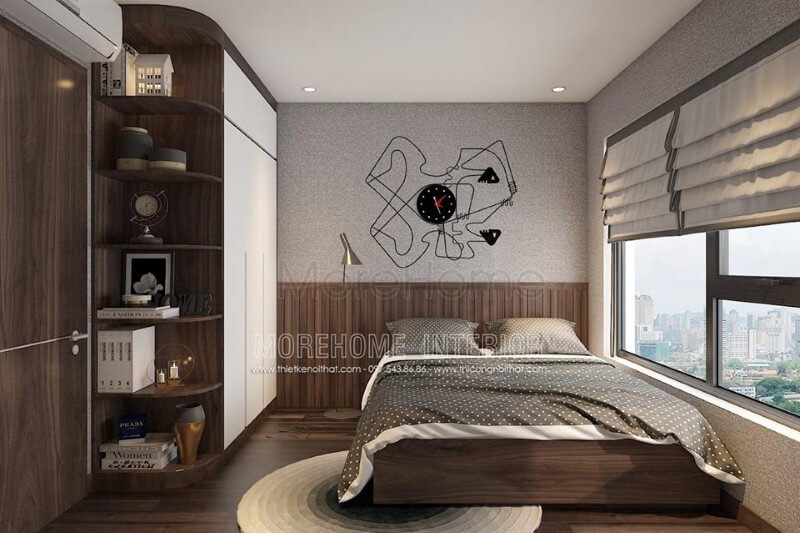 Kệ để đồ vát góc đẹp cho phòng ngủ nhỏ, hiện đại.