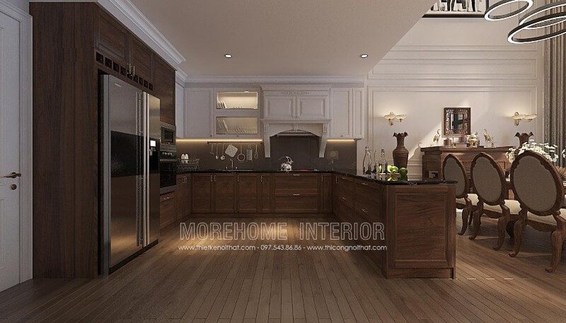 Thiết kế tủ bếp chung cư có quầy bar phong cách ấn tượng, lạ mắt và là điểm nhấn mới mẻ cho mọi gia đình. Không chỉ mang tính thẩm mỹ cao, nó còn là nơi có thể chế biến thức ăn, lại vừa có thể thưởng thức những thành phẩm của mình.