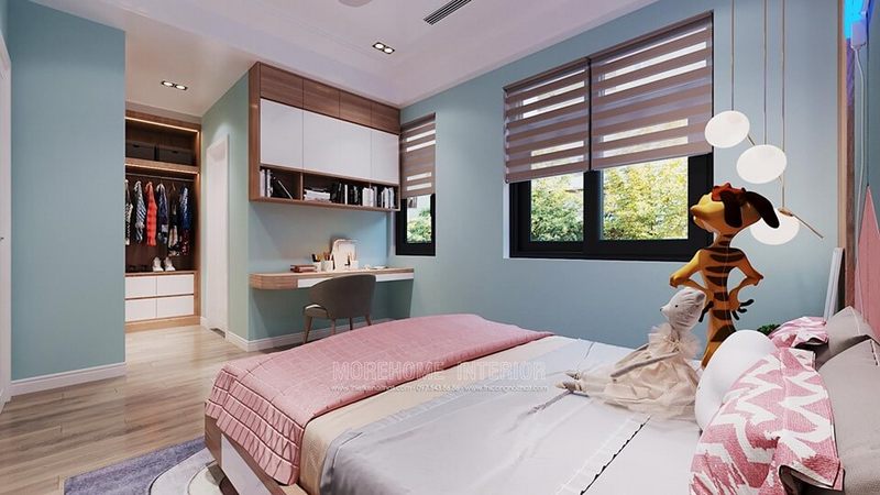 Thiết kế bàn học đẹp cho phòng bé gái