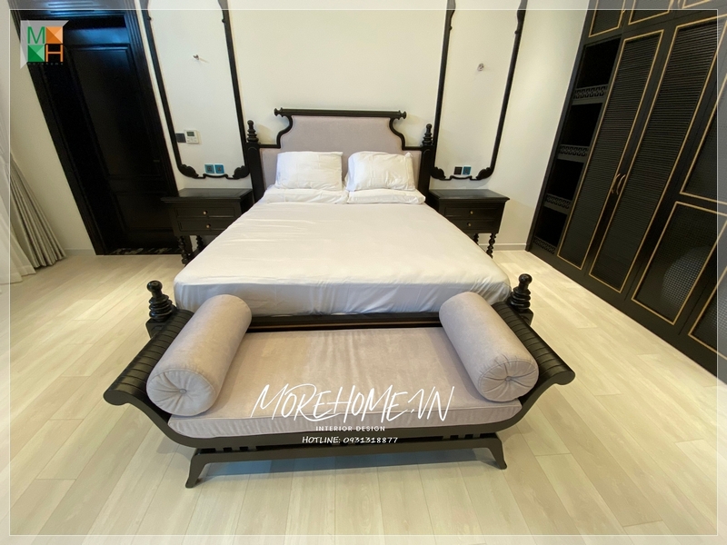 Thi công phòng ngủ mang đậm dấu ấn phong cách indochine thịnh hành trên thị trường được nhiều gia đình ưa chuộng bởi sự sang trọng, thẩm mỹ mang lại cao